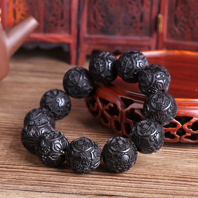 20mm Wooden Beads Bracelet Prosperity Charm Jewelry Chinese Gift